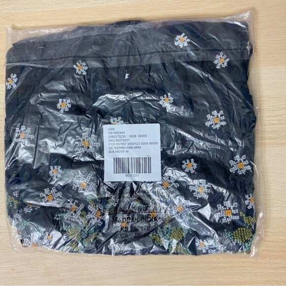 Urban Outfitters | Sienna Asymmetrical Embroidered Mini Dress Black New Medium - Picture 6 of 8